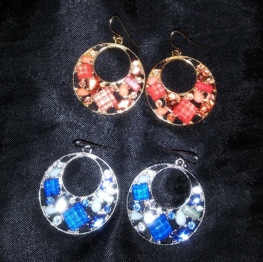 Pretty Stone Hoop Earrings